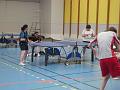 Morgane Tassin qui s'incline face a Fabienne Frere et a droite un bou de Pierre au service
